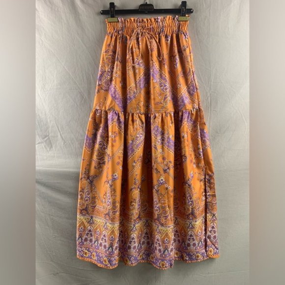 Paisley Print Split Thigh Knot Front Skirt - Picture 6 of 6